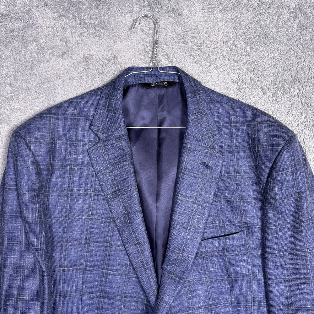 Jos A Bank Sport Coat Mens 44R Signature Windowpane Silk Linen Wool Blazer